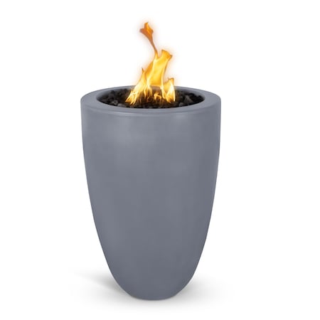The Outdoor Plus 22 Round Castillo Fire Pillar, GFRC Concrete, Gray, Low Voltage Electronic Ignition, Liquid Propane OPT-CSTO22ADE12V-GRY-LP